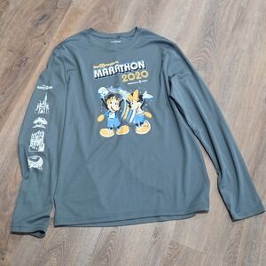runDisney Walt Disney World Marathon 2020 Long Sleeve Shirt Gray Mickey Minnie M